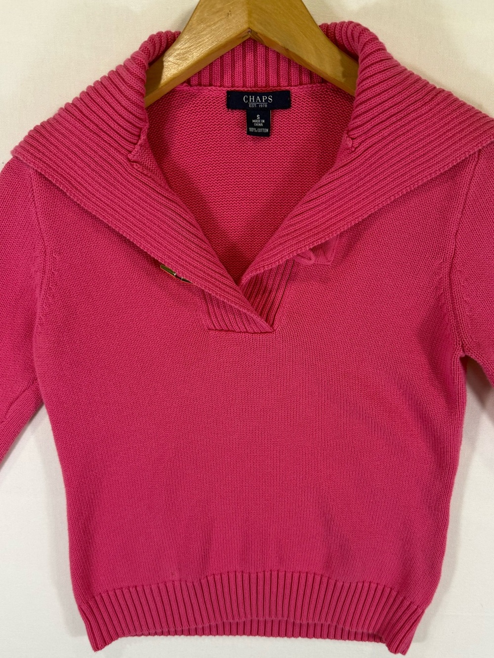Chaps Hot Pink Shawl Collar Knit Sweater